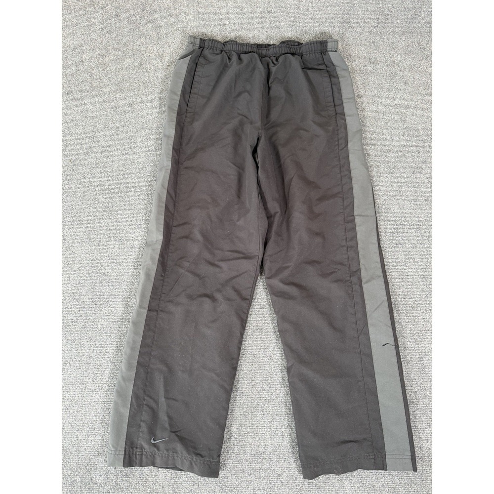 Vintage Nike Lined Track Pants Mens Large Black Ankle Zip Baggy 2000s Silver Tag